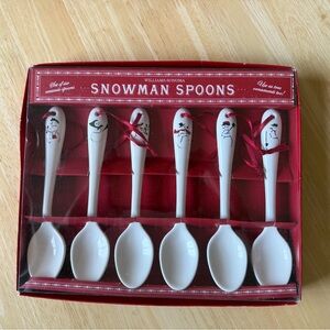 Williams Sonoma Snowman Spoons - Festive White and Red